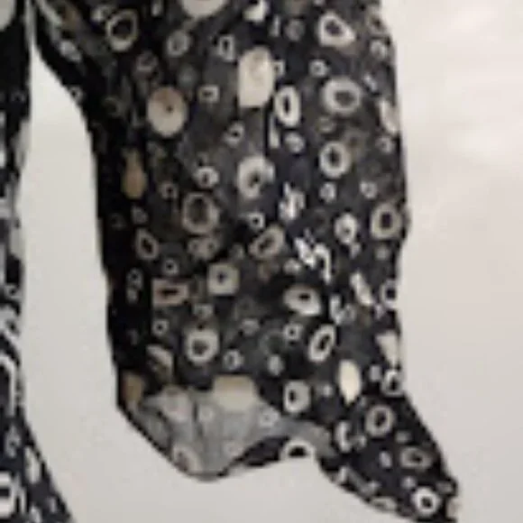 PUTUMAYO NWT BLUE AND IVORY CIRCLES SPOTS GAUZY SHEER LINED ASYMMETRIC HEM L - Picture 5 of 13